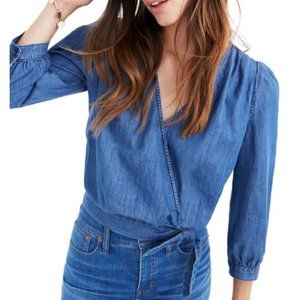 Madewell Chambray Wrap Top